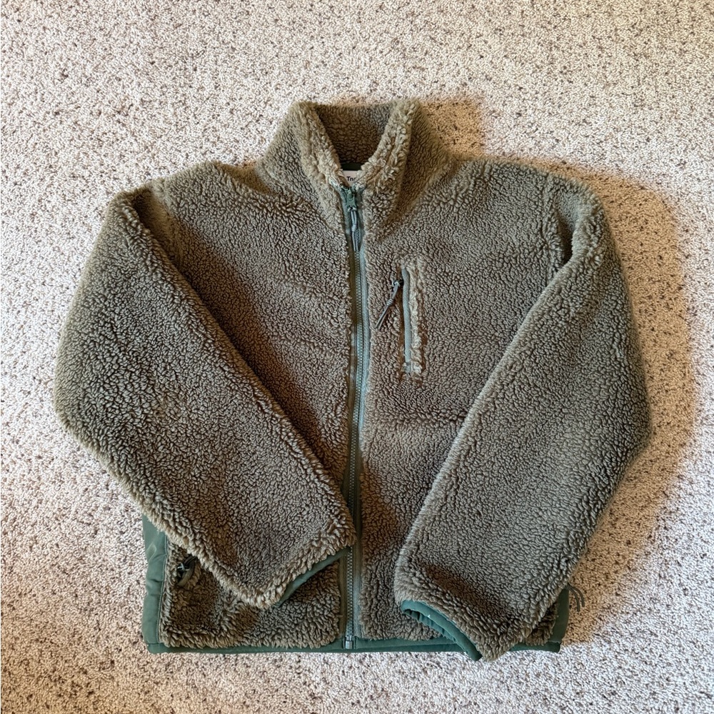 Aritzia TNA Green Sherpa Fleece Zip Jacket size small